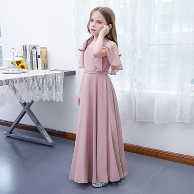 Abito damigella bambina rosa cipria